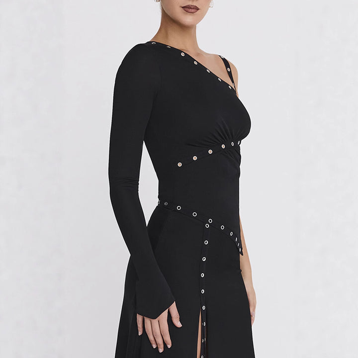 Damen Elegantes Oberteil mit asymmetrischem Schnitt und dekorativen Ösen Echo Archiv