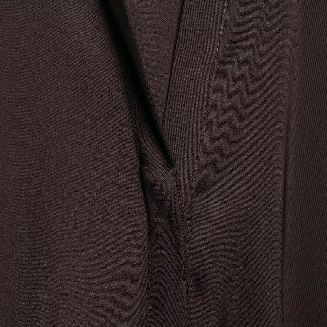 Damen Fließende Satin-Hemdbluse mit Tunnelzugtaillierung und verdeckter Knopfleiste Echoarchiv