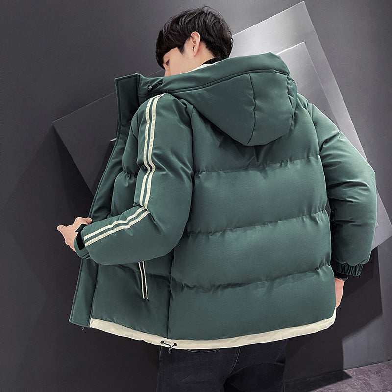 Herren Sportiver Steppparka mit Kapuze, Kontrastblenden und Ärmelstreifen Echoarchiv