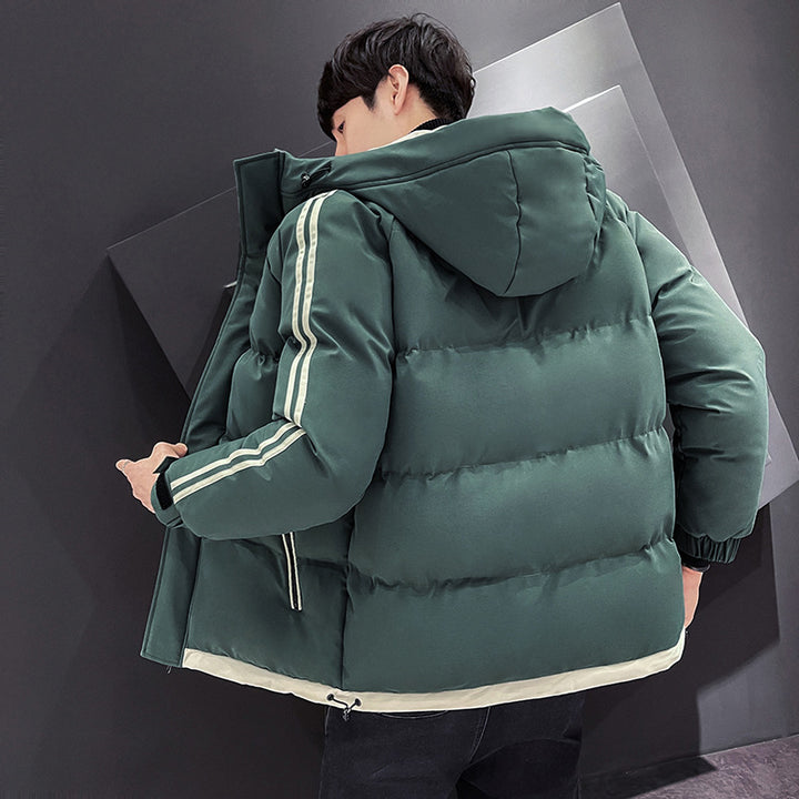 Herren Sportiver Steppparka mit Kapuze, Kontrastblenden und Ärmelstreifen Echoarchiv