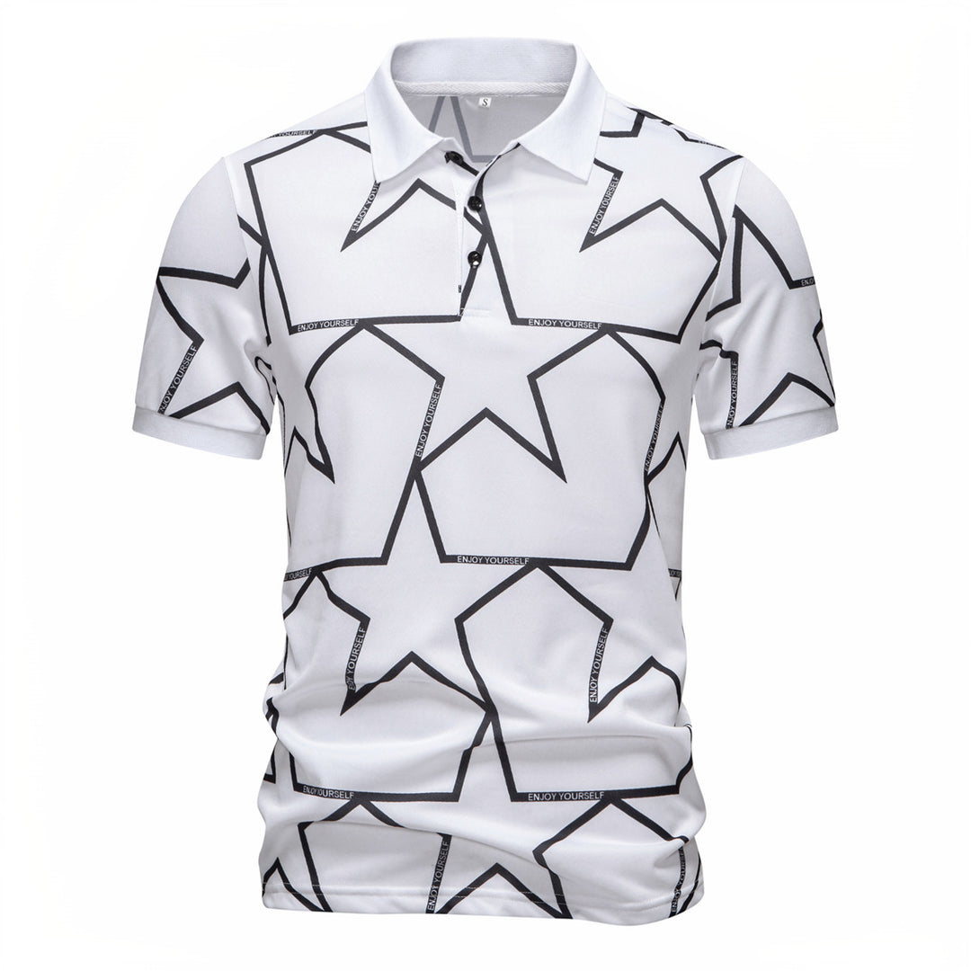 Herren Poloshirt mit modernem Sternen-Design und atmungsaktiven Materialien Echoarchiv