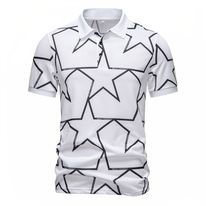 Herren Poloshirt mit modernem Sternen-Design und atmungsaktiven Materialien Echoarchiv