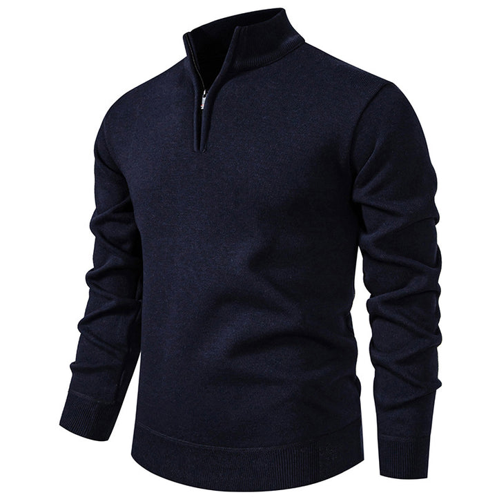 Herren nan Feinstrickpullover mit Kurzreißverschluss Stehkragen elastischen Bündchen Echo Archiv