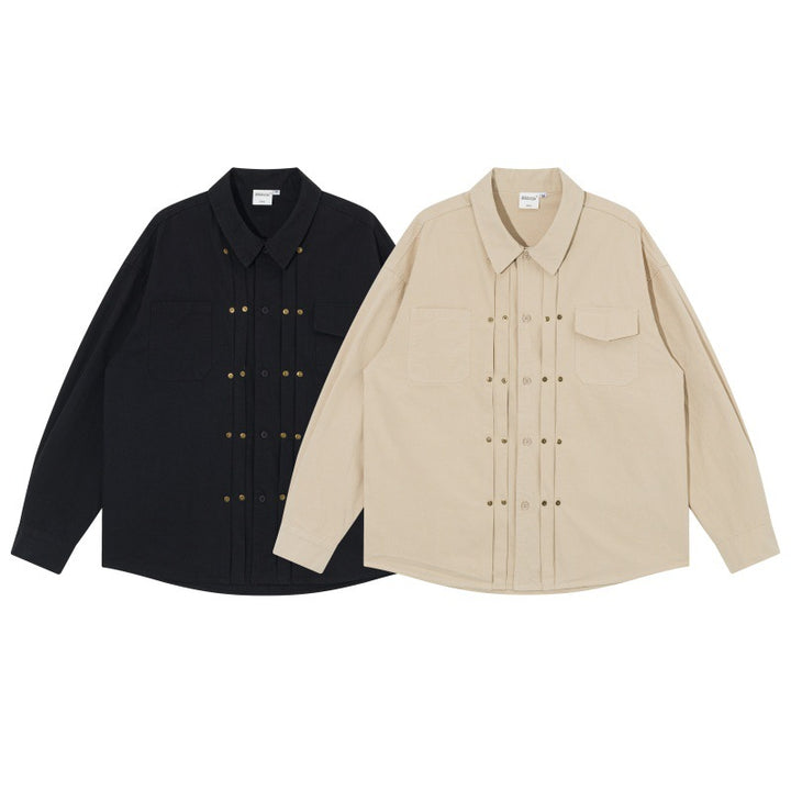 Herren Oversize-Hemdjacke im Workwear-Stil mit Ziersteppungen und Metallnieten Echoarchiv