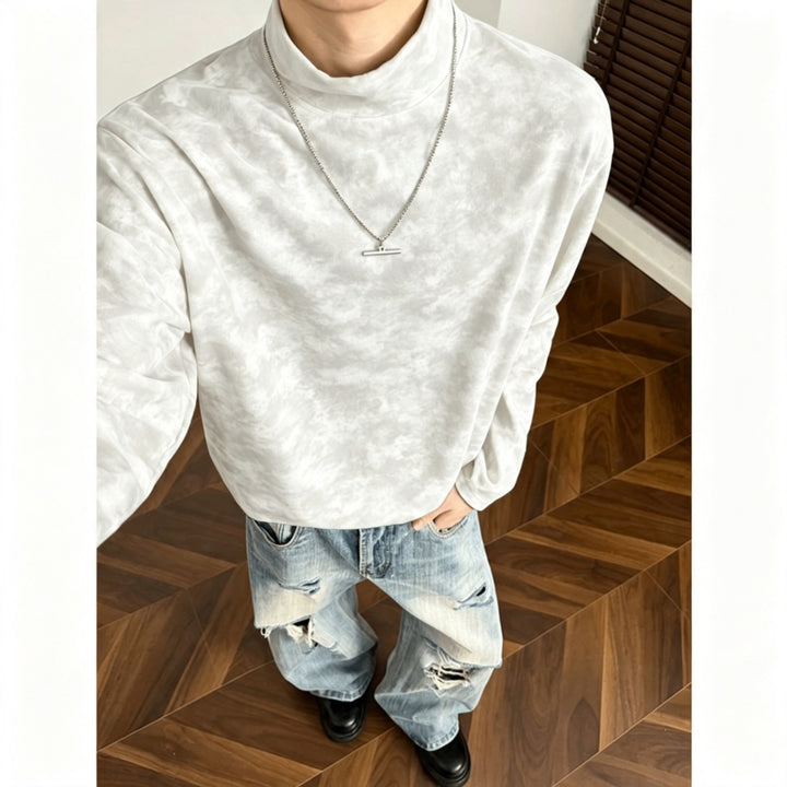 Herren Lockeres Stehkragen-Sweatshirt mit dezentem Marmorprint Echo Archiv