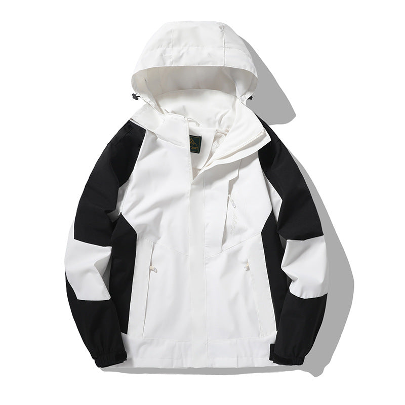 Herren Nano Wind- und wasserabweisende Outdoor-Hoodie-Jacke mit Belüftungsnetz, verstellbarer Kapuze und verdeckter Vorderklappe – Cavarno