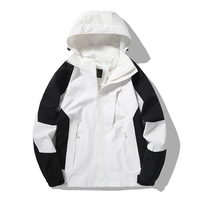 Herren Nano Wind- und wasserabweisende Outdoor-Hoodie-Jacke mit Belüftungsnetz, verstellbarer Kapuze und verdeckter Vorderklappe – Cavarno