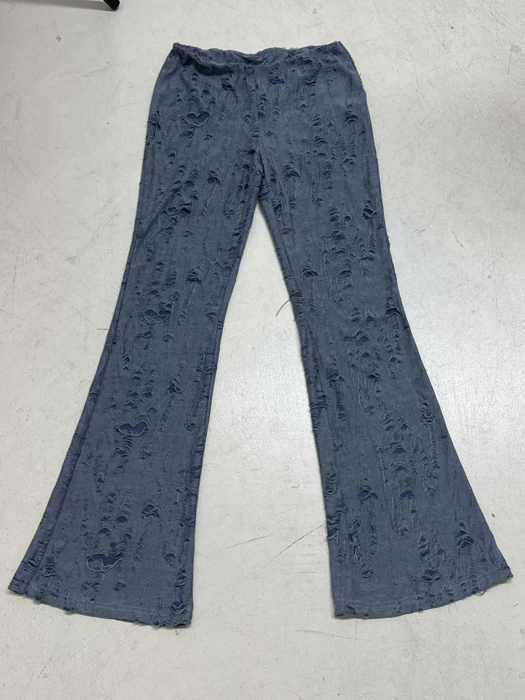 Damen nan ausgestellte Schlaghose mit hohem Bund, dehnbarer Denim-Optik und ausgefranster Destroyed-Struktur Echo Archiv