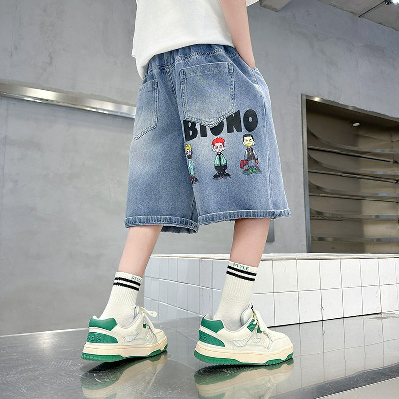 Jungen Denim-Shorts mit exklusivem Comic-Print Echo Archiv