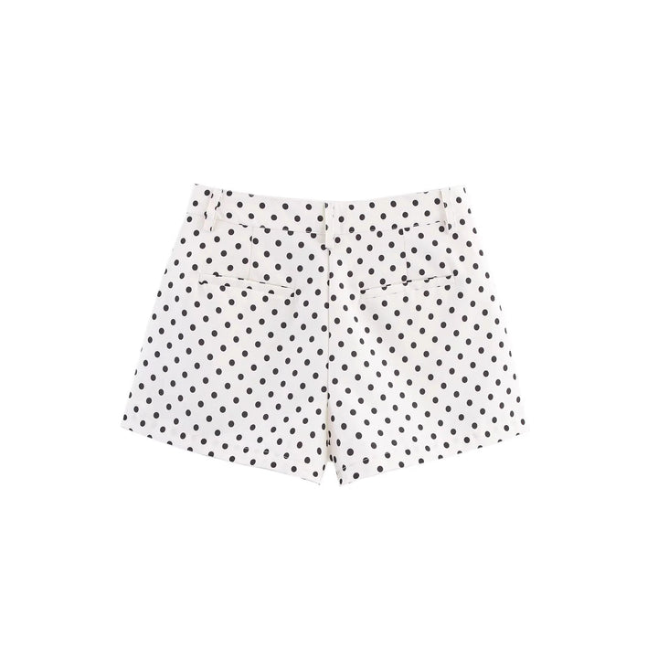 Damen nan kurz geschnittenes Zweiteiler-Set mit gepunkteter Cropped-Jacke, Stehkragen und Highwaist-Shorts Echo Archiv