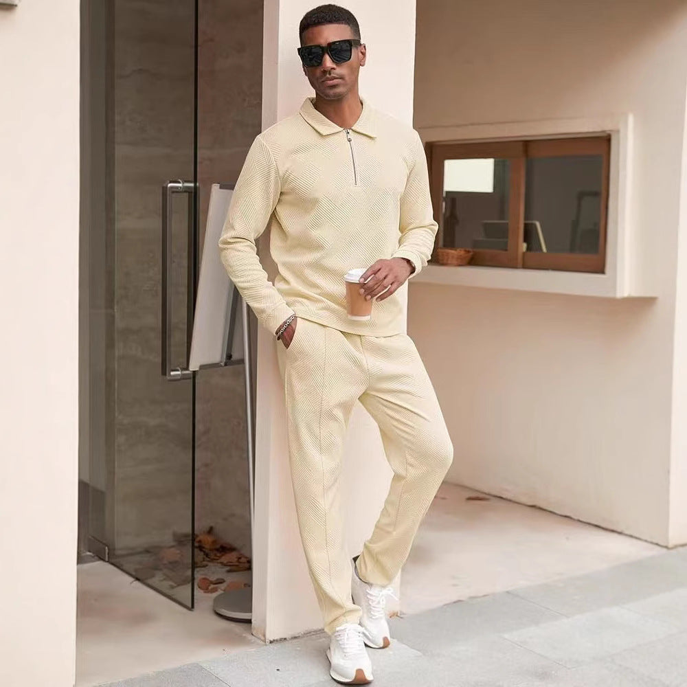 Herren Freizeit-Oberteil und Hose Set mit strukturiertem Design Echoarchiv