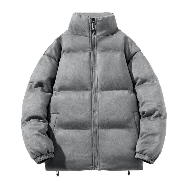 Herren breite Blocksteppjacke mit gepolsterter Thermo-Füllung, hohem Stehkragen und Kordelzugsaum – Taviero