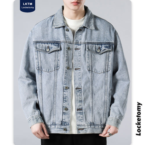 Herren Oversized Jeansjacke mit Metallknopfleiste und Brusttaschen Echo Archiv