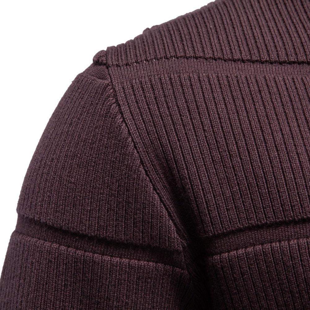 Herren Gestrickter Rundhals-Pullover mit Stepp-Optik und Rippbündchen Echoarchiv