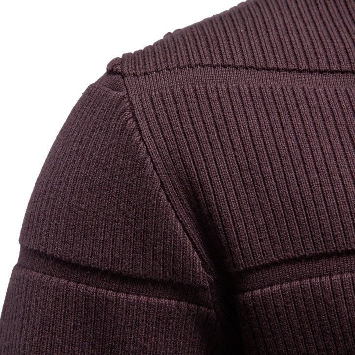 Herren Gestrickter Rundhals-Pullover mit Stepp-Optik und Rippbündchen Echoarchiv