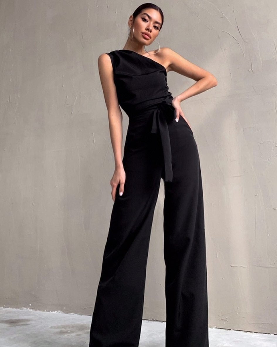 Damen One-Shoulder Jumpsuit mit weitem Bein Echo Archiv
