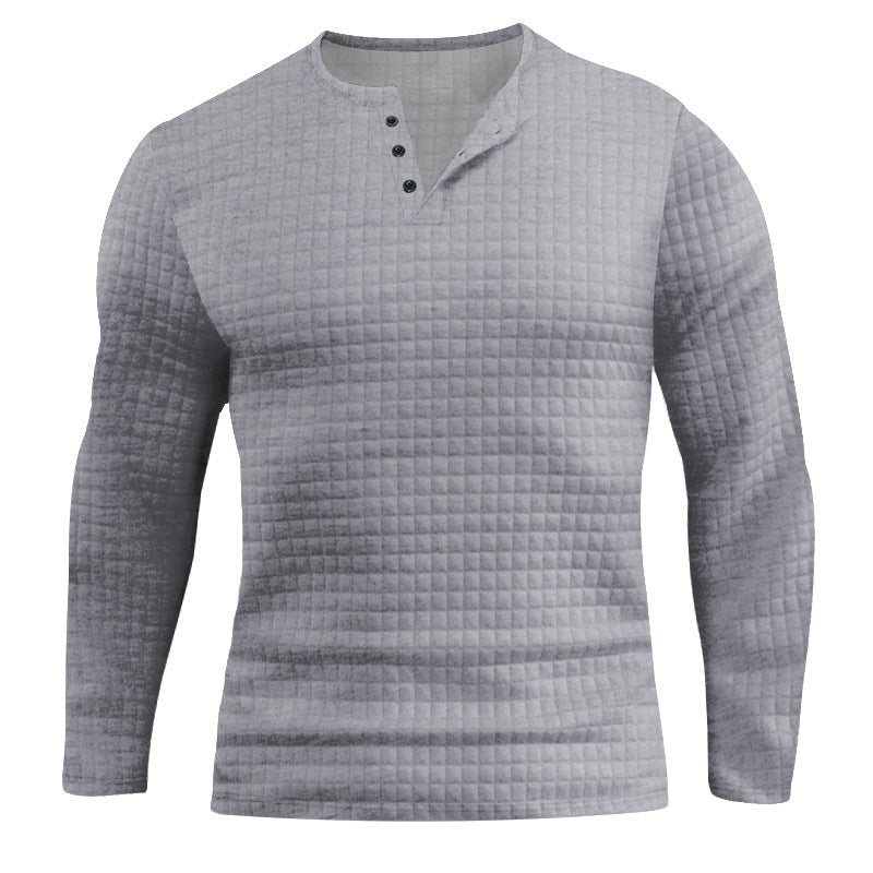 Herren Langarmshirt mit strukturiertem Design und modischem Knopfverschluss Echoarchiv