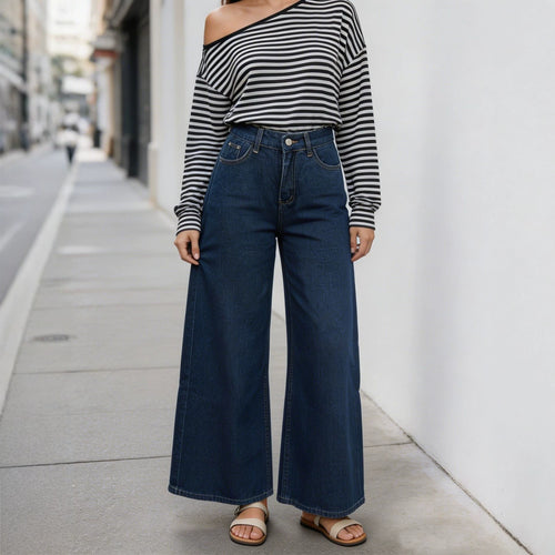 Damen nan High‑Waist Wide‑Leg-Jeans mit weitem Bein und klassischem Five‑Pocket-Schnitt Echo Archiv