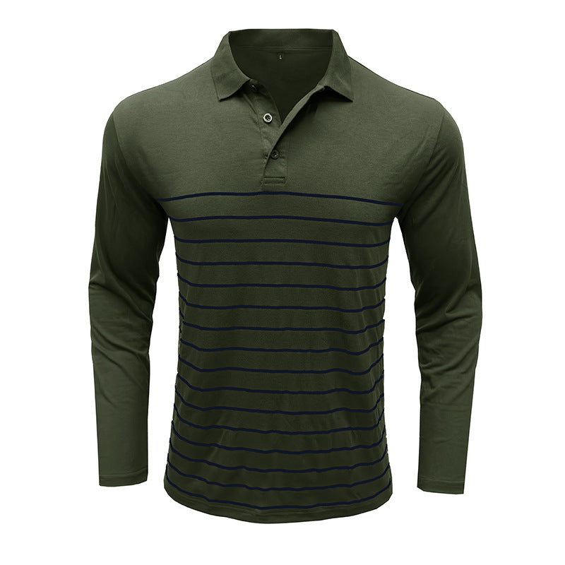 Herren Langarm-Polo mit eleganter Streifenstruktur Echoarchiv