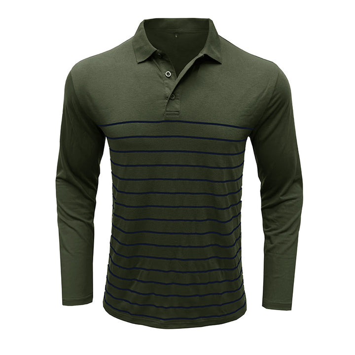 Herren Langarm-Polo mit eleganter Streifenstruktur Echoarchiv