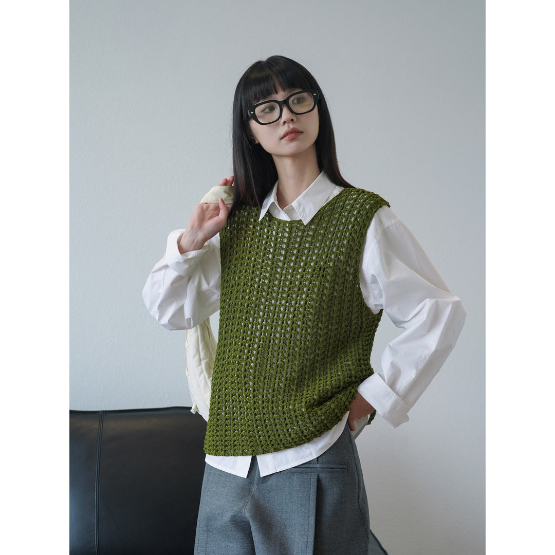 Damen Gehäkelte Grobstrick‑Weste im Layering‑Stil aus Baumwollmix Echoarchiv