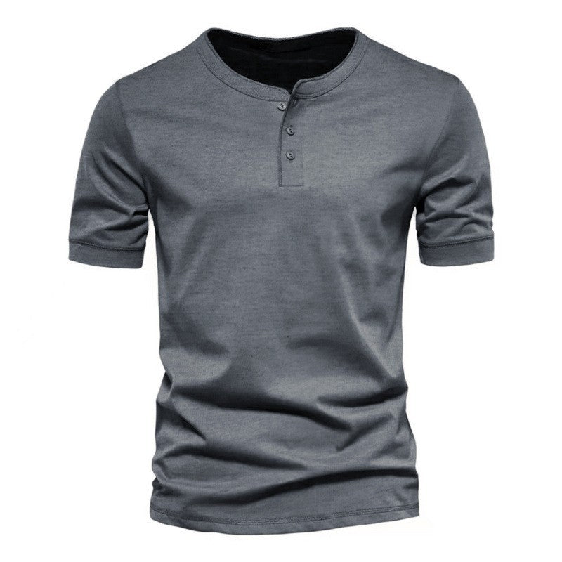 Herren Henley T-Shirt mit modischem Knopfverschluss und weichem Baumwollmaterial Echoarchiv