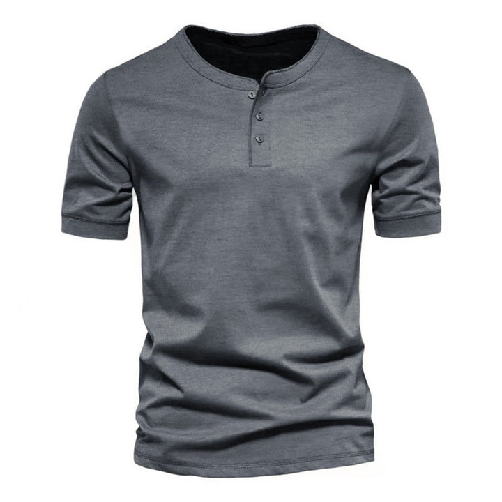 Herren Henley T-Shirt mit modischem Knopfverschluss und weichem Baumwollmaterial Echoarchiv