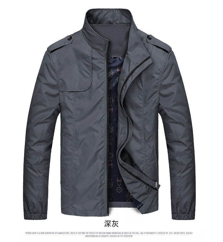 Herren Leichte Fieldjacke mit Stehkragen, Epauletten und gemustertem Innenfutter Echoarchiv