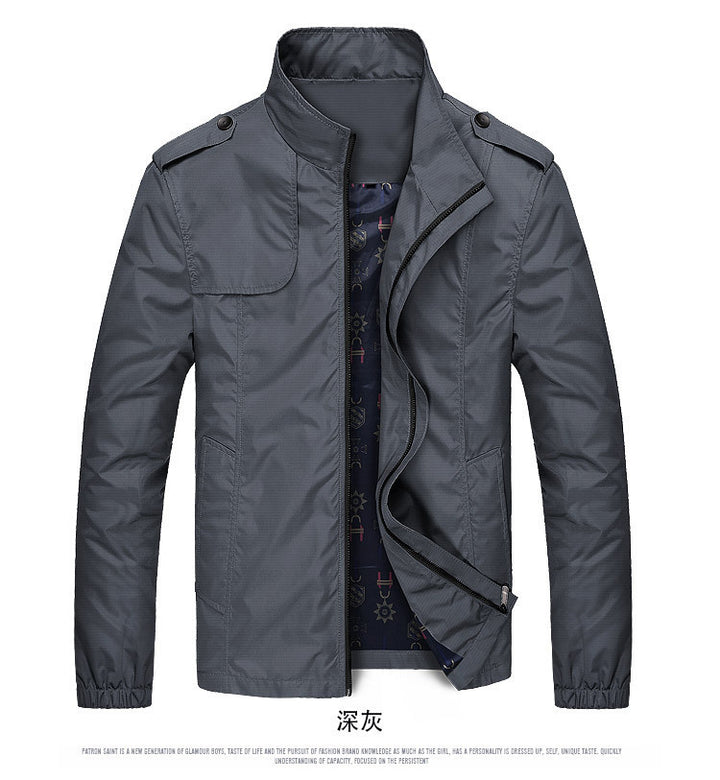 Herren Leichte Fieldjacke mit Stehkragen, Epauletten und gemustertem Innenfutter Echoarchiv