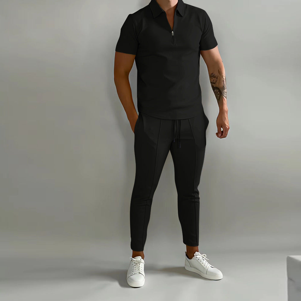 Herren sportliches Kurzarm-Polohemd mit Reißverschluss und eleganter Passform Echoarchiv