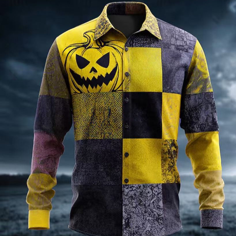 Herren Kurzarmhemd mit einzigartigem Halloween-Motiv Echoarchiv