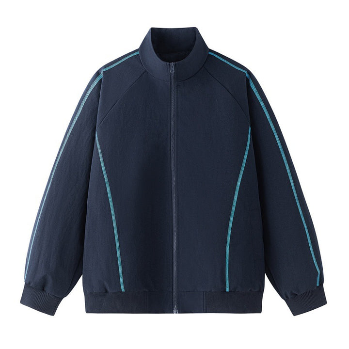 Herren Leichte Raglan-Bomberjacke mit kontrastierenden Flatlock‑Nähten und Stehkragen Echoarchiv