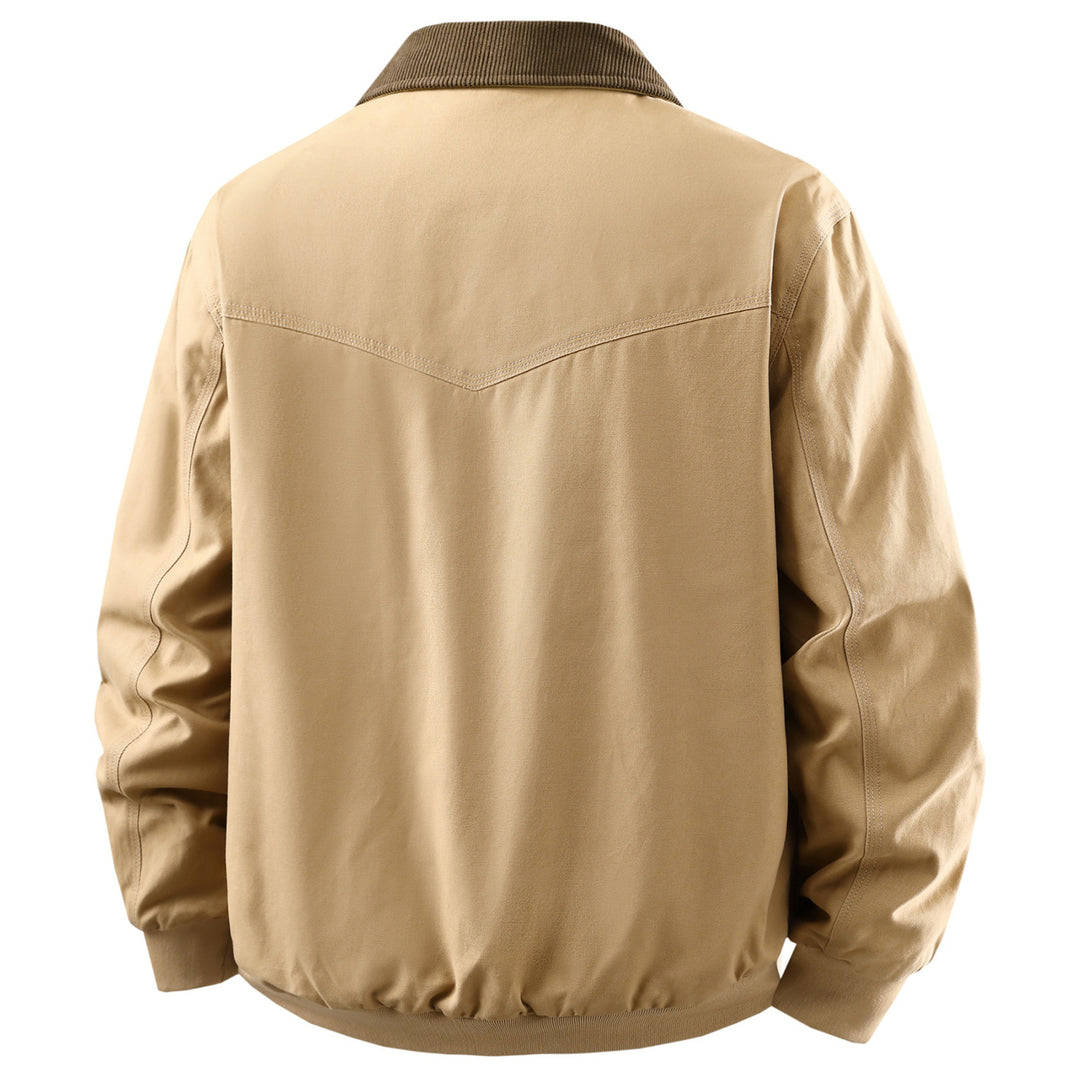 Herren klassische Übergangsjacke mit kontrastierendem Kragen und funktionalen Taschen Echoarchiv