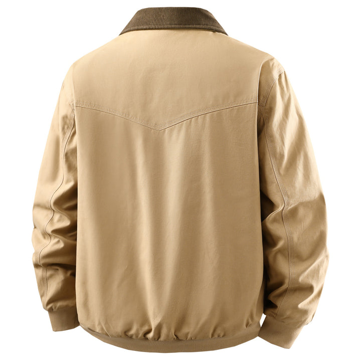 Herren klassische Übergangsjacke mit kontrastierendem Kragen und funktionalen Taschen Echoarchiv
