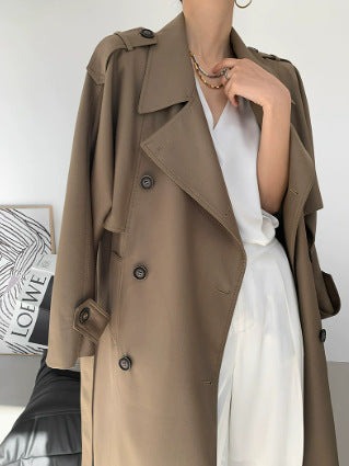 Damen Modische Kunstleder-Trenchcoat Echoarchiv
