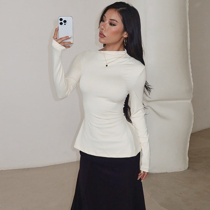 Damen figurbetontes Langarmshirt mit asymmetrischem Ausschnitt und lässigem Schnitt Echo Archiv