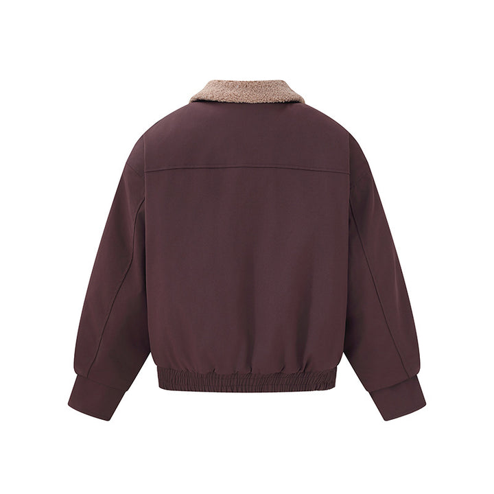 Damen Kurz geschnittener Boxy‑Blouson mit Teddykragen und Schulterlaschen Echoarchiv
