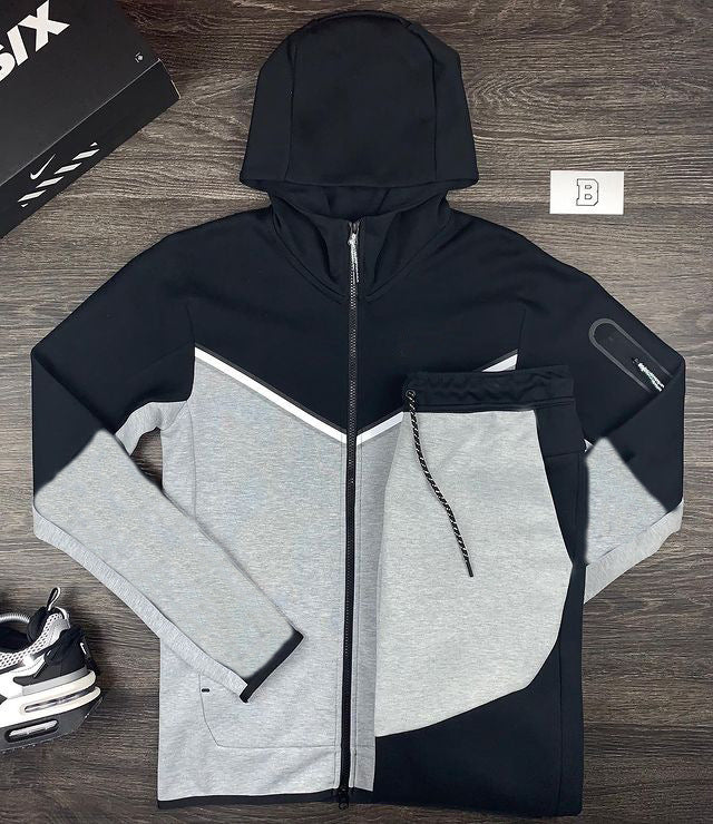 Herren sportliches Hoodie-Set mit atmungsaktiven Eigenschaften und modernen Kontrastdetails Echoarchiv
