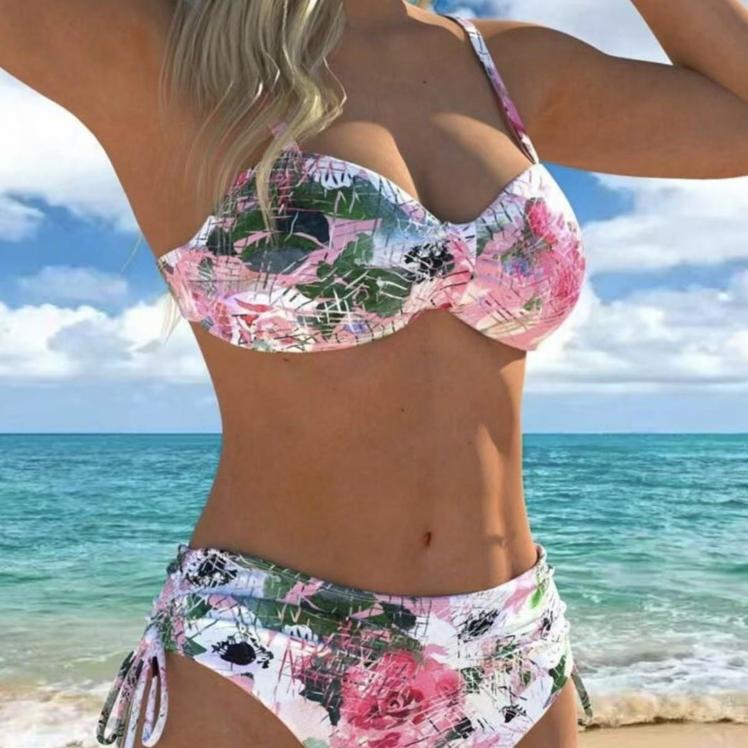 Damen Bikini-Set mit geschmeidigem Oberteil und hoch taillierter Hose Echo Archiv