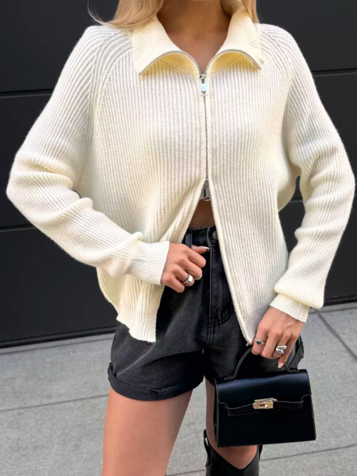 Damen Moderner Strickjacke mit hochwertigem Reißverschluss Echo Archiv