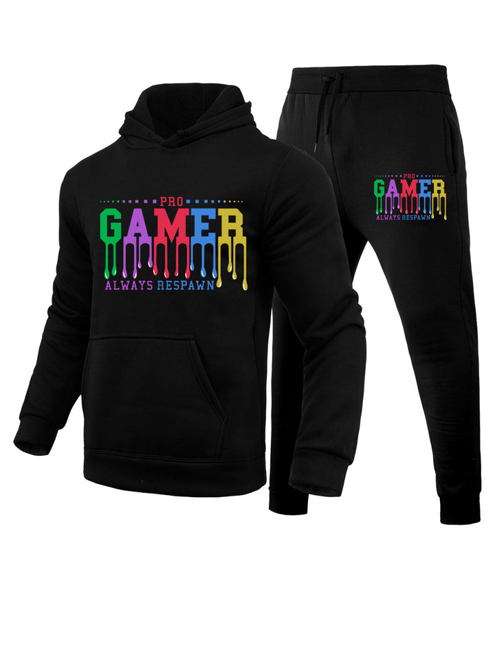 Herren Kapuzenpullover und Jogginghose Set mit farbenfrohem Gamer-Design Echoarchiv