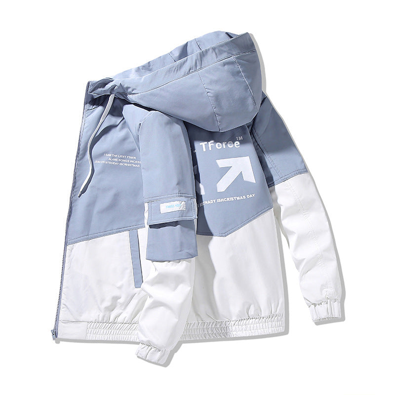 Herren Colorblock Kapuzen-Utility-Jacke mit Printdetails und taktischen Taschen Echo Archiv