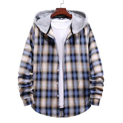 Herren Karohemdjacke mit Kapuze und großzügigen Taschen Echoarchiv