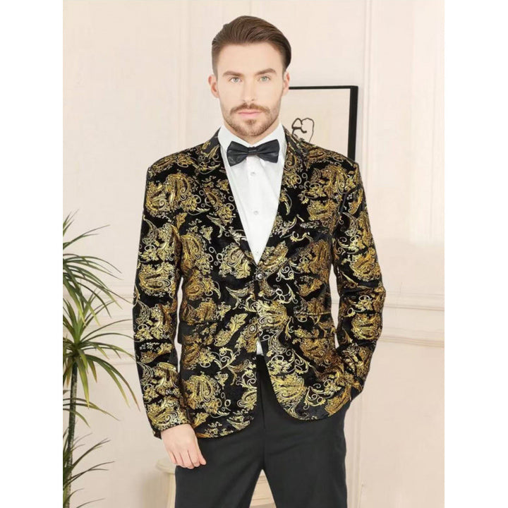 Herren Luxus Samtblazer mit floralem Jacquard-Muster Echoarchiv