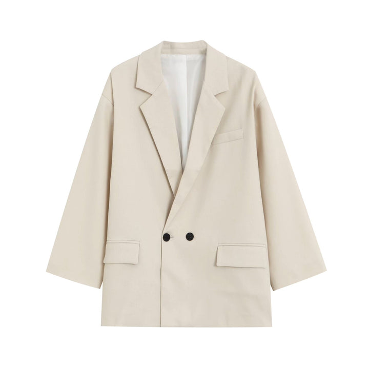 Damen Oversize Doppelreihiger Blazer mit tiefem Revers und Paspeltaschen Echo Archiv