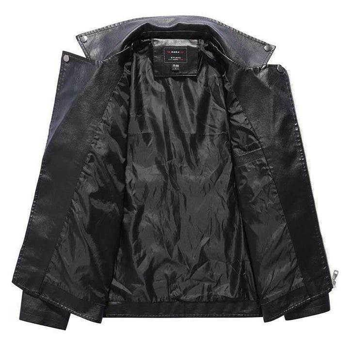 Herren Slim‑Fit Kunstleder‑Motorradblouson mit asymmetrischer Reißverschluss‑Front Echo Archiv