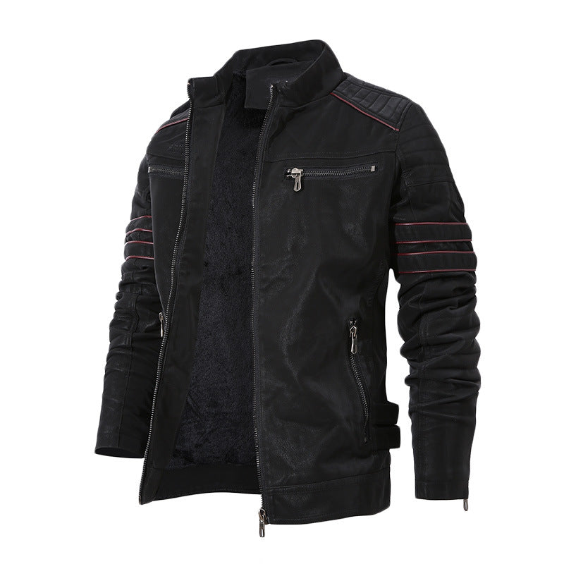 Herren sportliche Lederjacke mit gefüttertem Innenfutter Echoarchiv