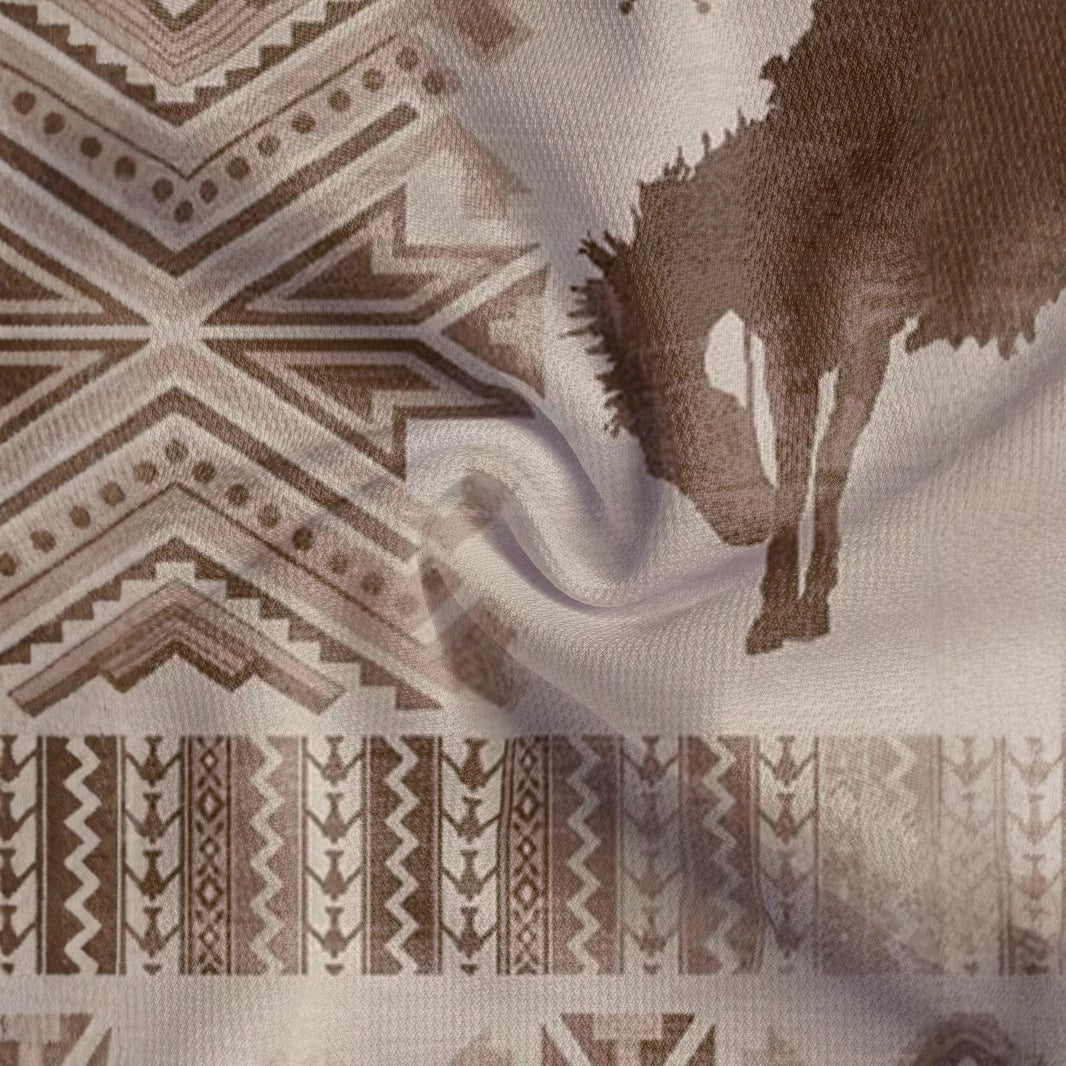 Herren Poloshirt mit künstlerischem Cowboy-Motiv und einzigartigem geometrischen Design Echoarchiv