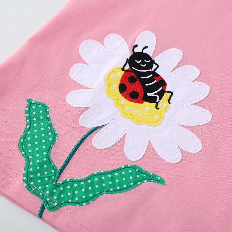 Mädchen Baumwollkleid mit fröhlichem Blumen- und Insektenmotiv Echo Archiv