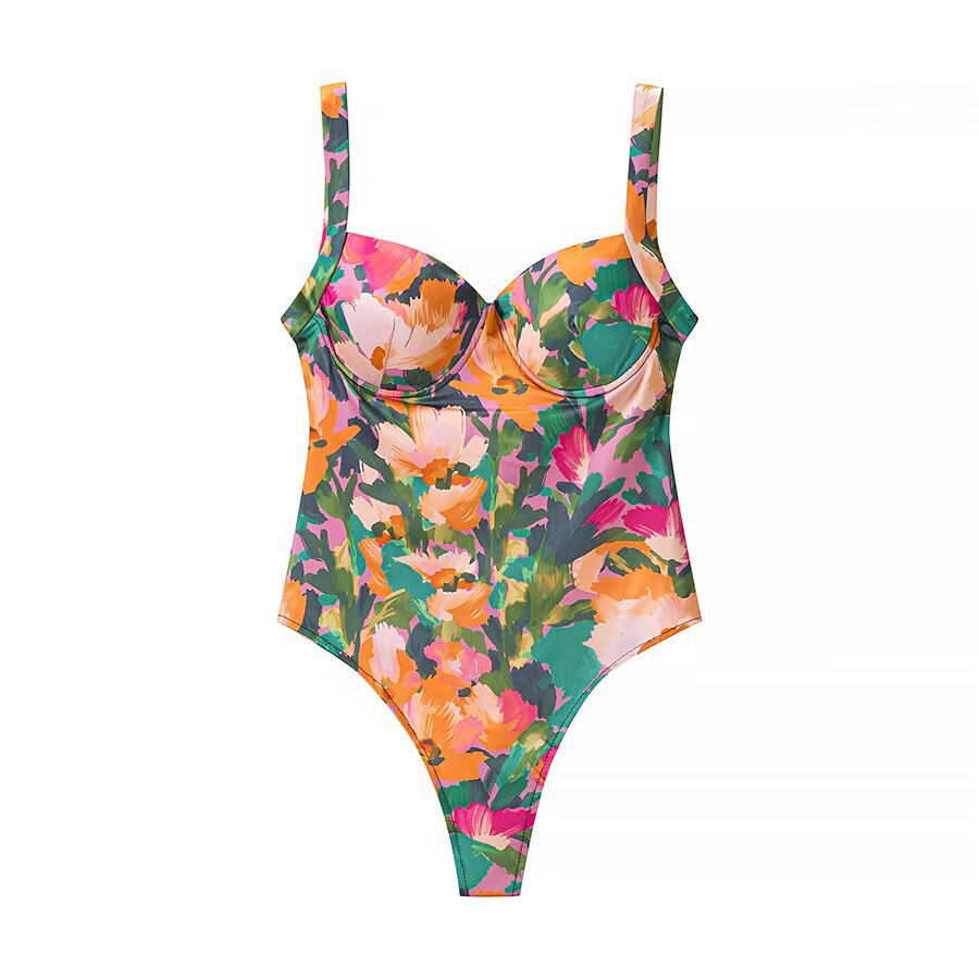 Damen Weite Cropped-Hose mit elastischem Bund und aquarelligem Blumenprint Echo Archiv